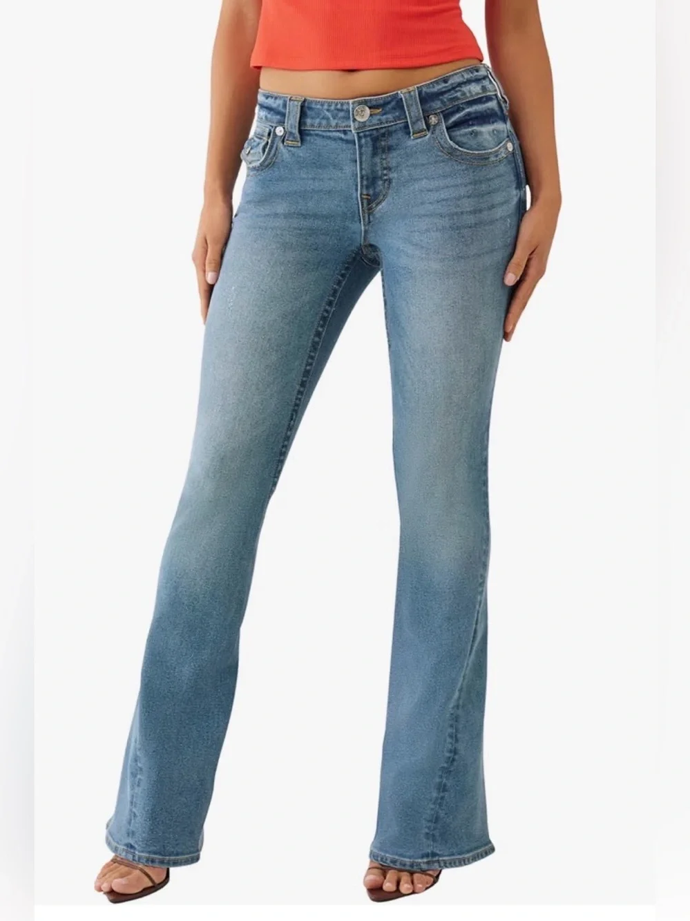 True Religion Joey Mid-Rise Flap Flare Jeans, Light Wash, NWT, Women’s Multiple